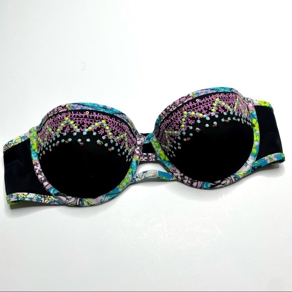 Victoria Secret Black & Neon Strapless Bikini Top - Picture 4 of 12